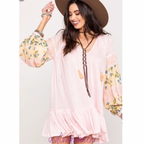 NWOT Free People Pink Mix It Up Tunic Dress small - Picture 2 of 8